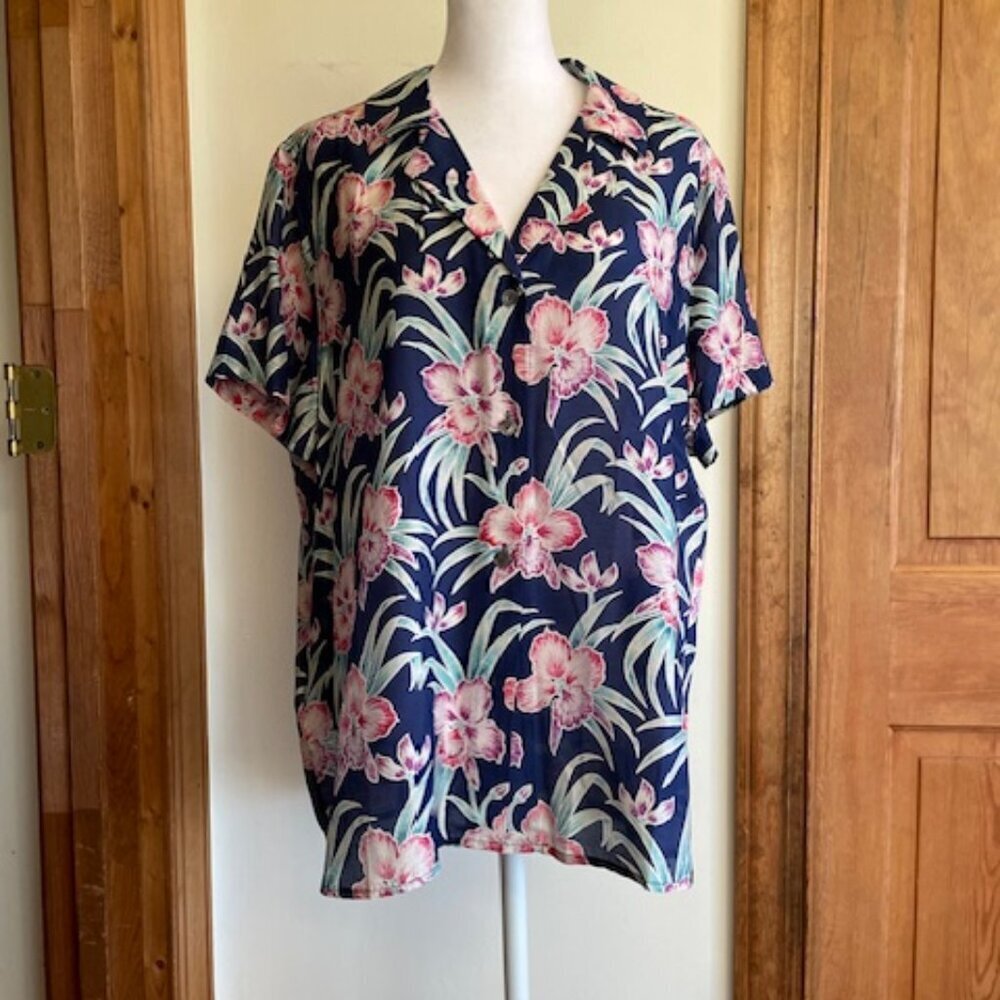 TOMMY BAHAMA Talulla Gardens Camp Shirt in Island Navy L - Picture 4 of 16